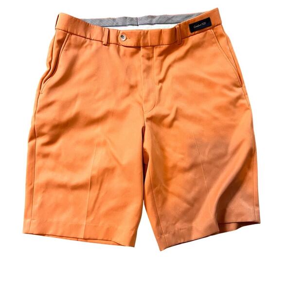 Ballin Micro Nano Travel Twill Performance Plain Front Shorts.  Orange Size 34 - Picture 1 of 7